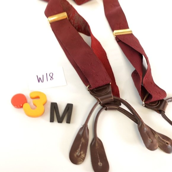 PELICAN‎ Suspenders Mens Red Burgundy Y Back Star Button Adjustment Made in USA - Picture 11 of 11
